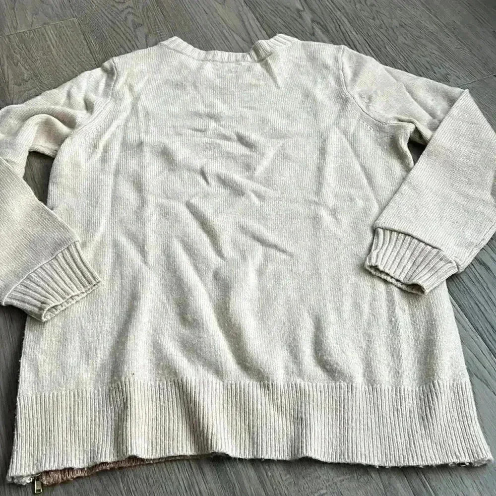 J.CREW | Brown And Cream Merino Wool Blend Crew Neck Sweater With Gold Zippers - Picture 7 of 9